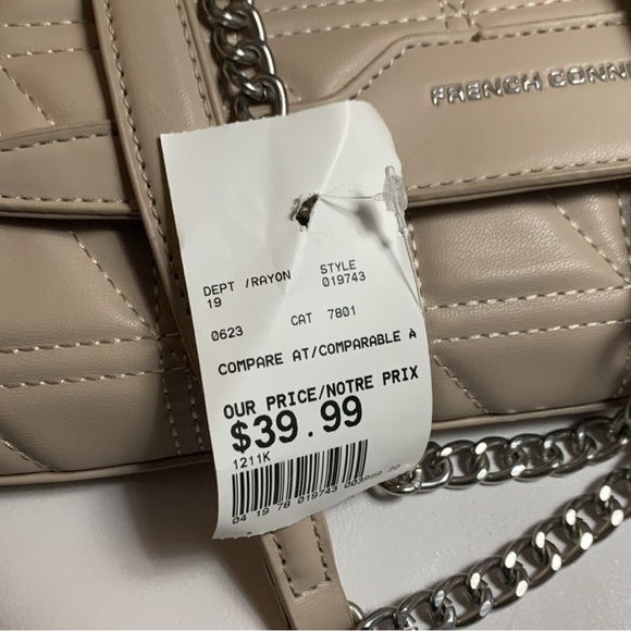 French Connection Quilted Shoulder/crossbody Bag with chain & material strap NWT - Picture 11 of 17